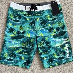 Hurley Green and Yellow Graphic Board Shorts